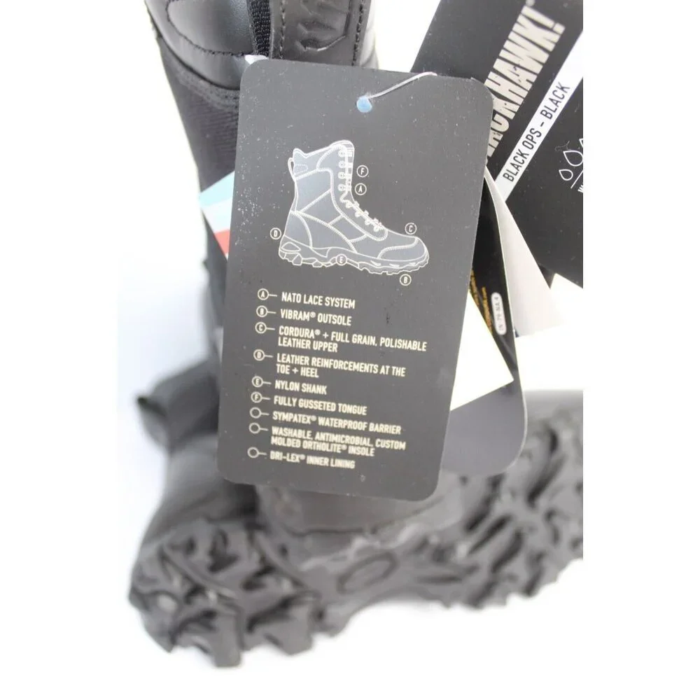 BLACKHAWK! Combat Boots‎ Men's Size 5 Black Ops Leather Waterproof Cushioned - Picture 7 of 16